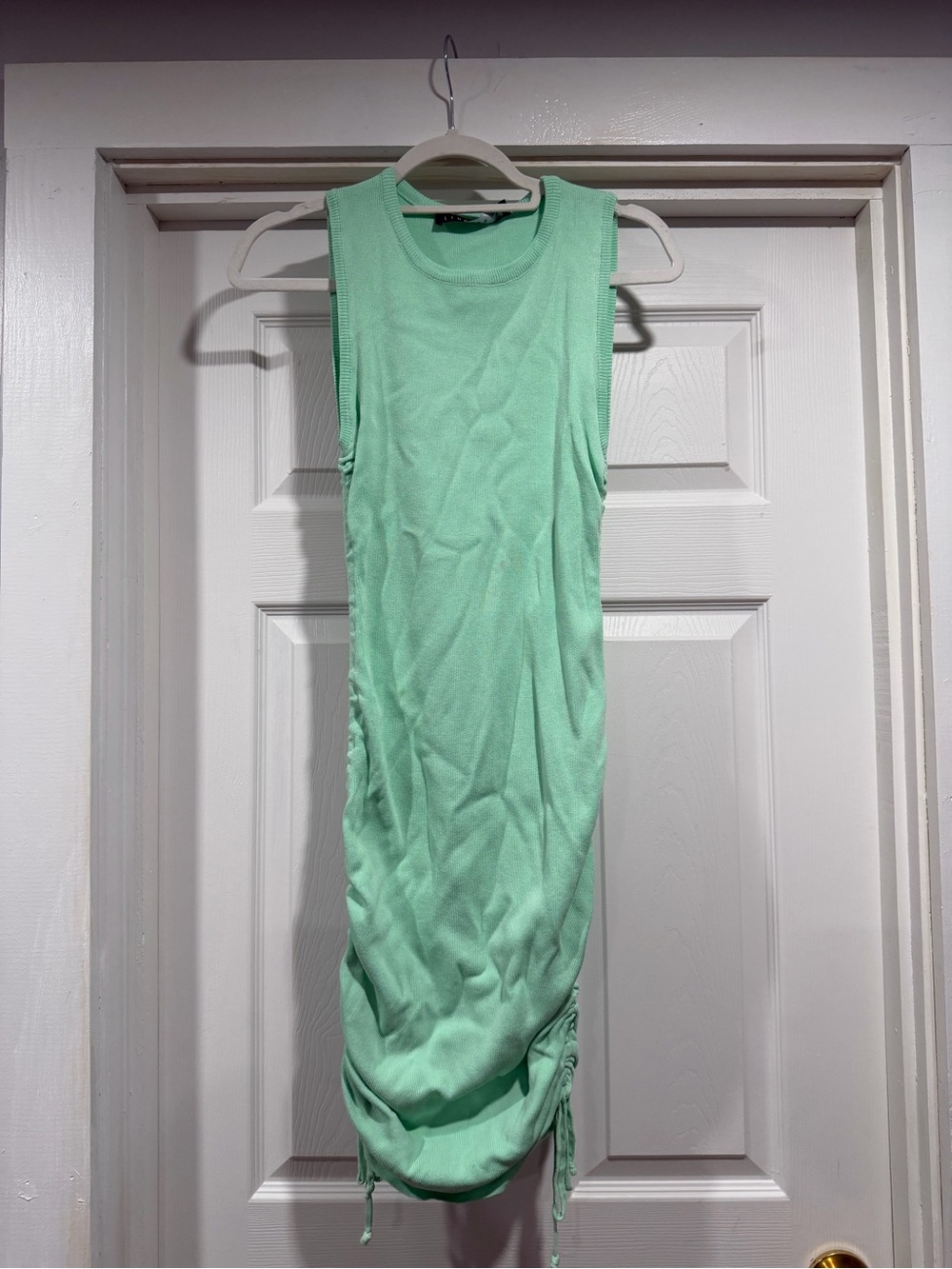 Lioness Mint Green Ribbed Ruched Midi Dress